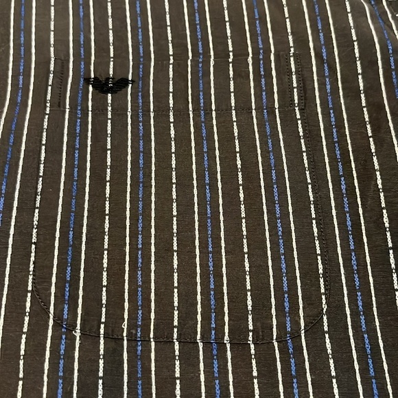 Giorgio Armani Cotton Button Down Brown Striped Shirt Size XL - Picture 8 of 14
